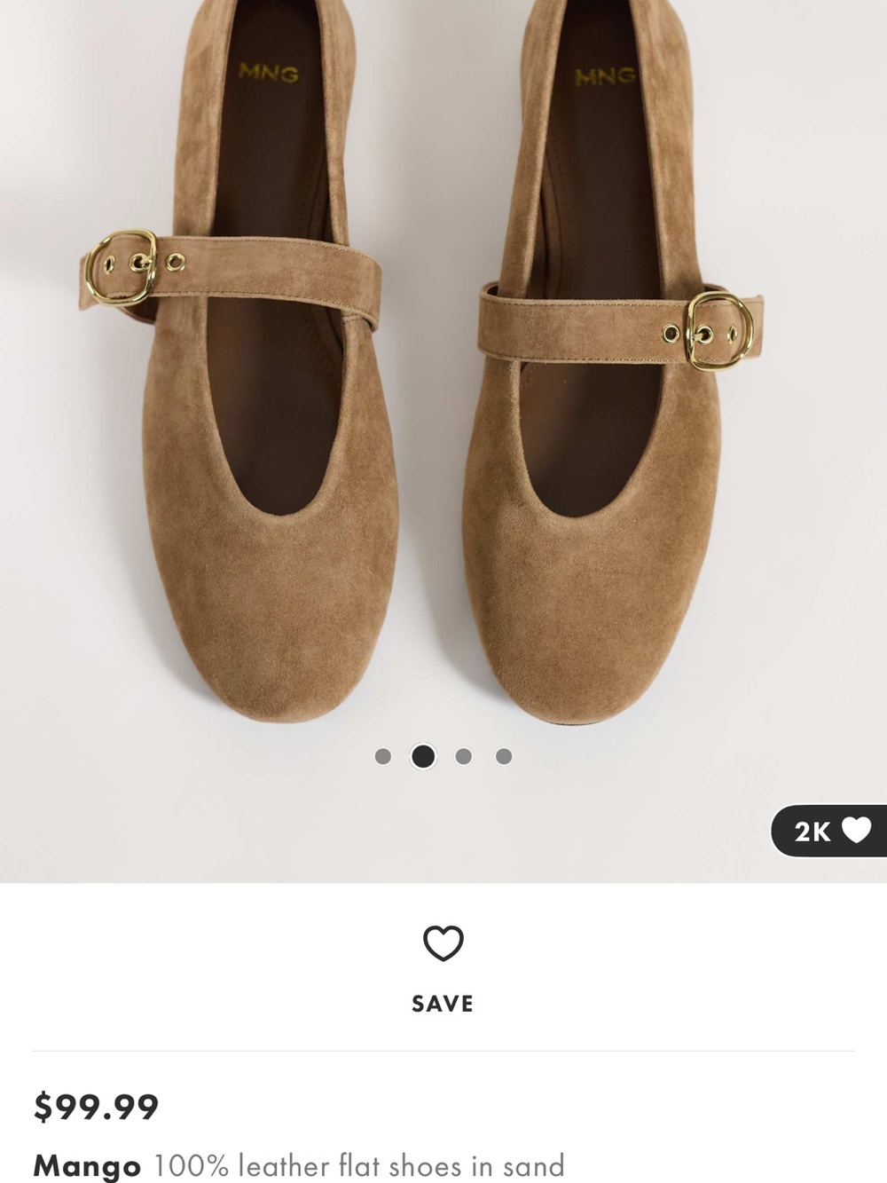 Mango leather Suede Mary Jane Flats with Gold Buckle Detail